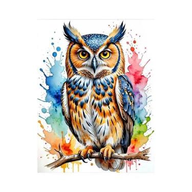 Imagem de Kit De Pintura Em Diamante De Animais Em Aquarela Eagle Raccoon, Mosai