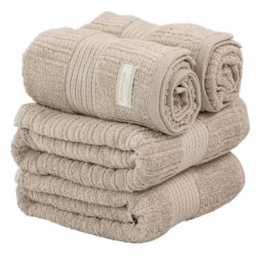 Imagem de Kit 4 Toalhas Banhão Buddemeyer Fio Penteado Canelado Marfim 1979