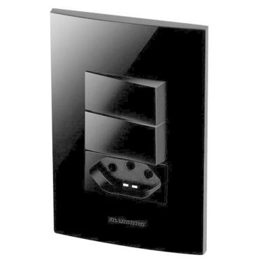 Imagem de 1 Simples + 1 + 1 Tomada 20A - Inova Black Piano