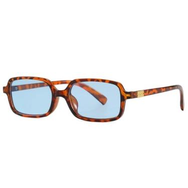 Imagem de Óculos de Sol Femininos Jelly Color com Armação Pequena e Proteção UV400 para Esportes ao Ar Livre, Corrida e Ciclismo, Cor Azul Leopardo