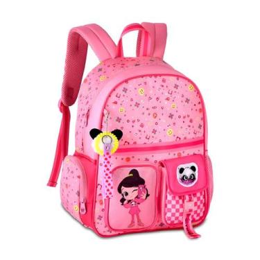 Imagem de Mochila Infantil Juvenil 14L Rosa Reforçada Escolar Chaveiro - marca