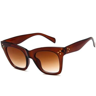 Imagem de Óculos de Sol Feminino e Masculino com Armação Grande Estilo Olho de Gato e Proteção UV400 para Esportes ao Ar Livre, Corrida e Ciclismo, Cor Marrom Degradê