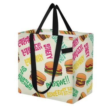 Imagem de SEHANY Delicious Fastfood Sacolas de compras reutilizáveis com alças reforçadas, bolsa de compras de lona dobrável à prova d'água de grande capacidade para viagem, cozinha, praia