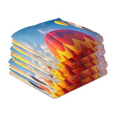 Imagem de Wassud Toalhas de cozinha balões de ar quente voadores toalhas de prato de cozinha pacote com 6 panos de prato macios com laço para pendurar toalha de mão super absorvente de secagem rápida toalhas de