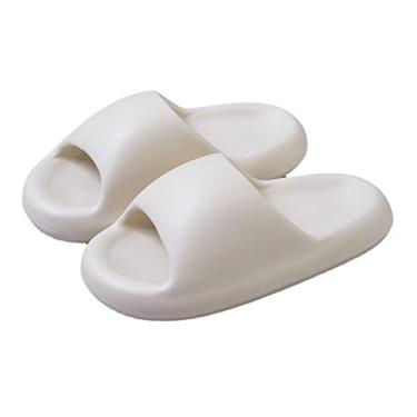Imagem de x3anggyt5 Sapatos de banheiro moda personalidade chinelos femininos moda verão casual casal exterior fundo grosso Senior Sense Home sandálias masculinas chinelos de chuveiro (branco arroz, 36/37)
