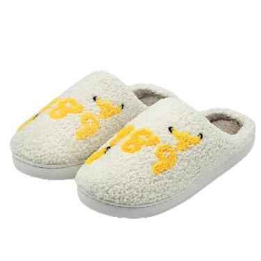 Imagem de Pantufas numeradas para uso interno e masculino, de algodão macio, quente, para quarto, casa, com espuma de memória, aconchegante, outono, inverno, casa, ambientes internos e externos, Amarelo, 5-6.5