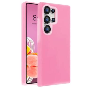 Imagem de Capa de telefone de borracha gel gel de silicone líquido macio, forro de microfibra antiarranhões, capa protetora de proteção contra quedas para Samsung Galaxy S25 Ultra, rosa vermelha