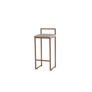 Imagem de Banqueta Alta Pietra Em Suede Com Armação Dourada