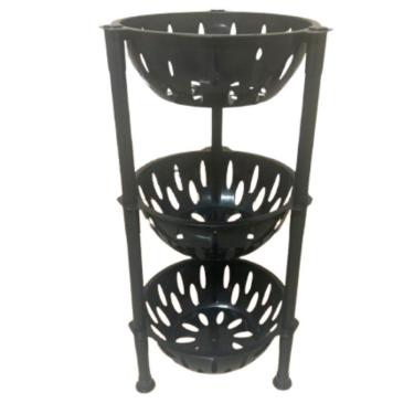 Imagem de Organizador Cesto Fruteira Multiuso 3 Andares Redondo Preto