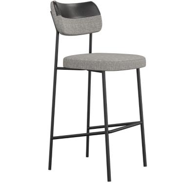 Imagem de Banqueta Alta Bar Estofada Milli Linho Cinza/preto A14 - Mpozenato