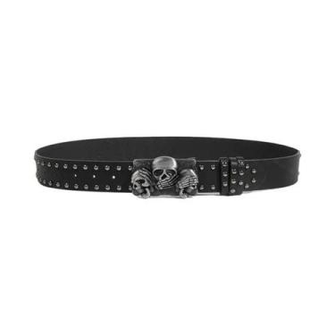 Imagem de Cinto Preto Punk Gótico Com Rebites Para Mulheres E Homens, Fivela De 
