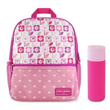Imagem de Kit Mochila Infantil + Porta Acessórios Jacki Design Rosa Flor