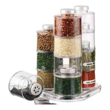 Imagem de Porta Tempero Acrílico Empilhável Torre 12 Peças - Top Total