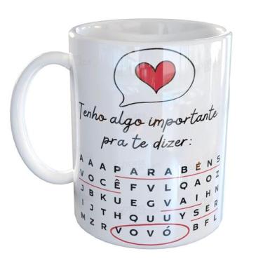 Imagem de Caneca Porcelana Gravidez Caça Palavras Vovó - Pense Canecas, Branco