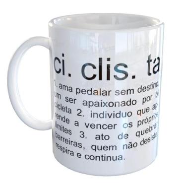 Imagem de Caneca Porcelana Ciclista Bike Pedal - Pense Canecas, Branco