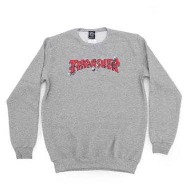 Imagem de Moletom Thrasher Magazine Careca Chains - Cinza Mescla-Masculino