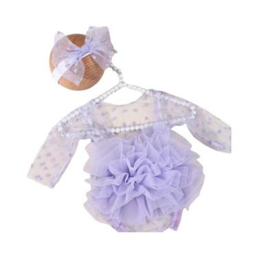 Imagem de Macacão Para Fotografia De Recém-nascidos, Com Faixa De Cabeça Com Laç