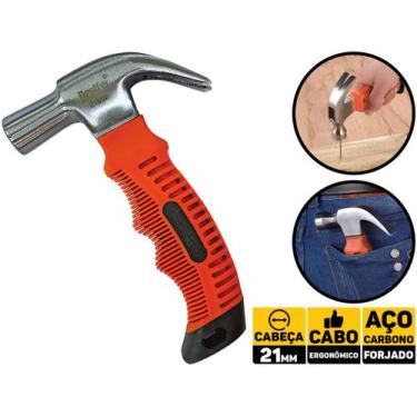 Imagem de Martelo De Carpinteiro 21mm Cabo Curto Emborrachado Bestfer BFH0678