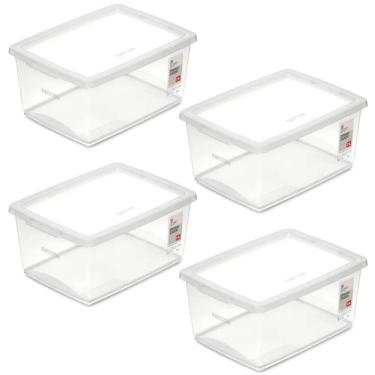 Imagem de 4 Caixas Organizadoras com Tampa 7,5L Ordene Empilháveis Esc