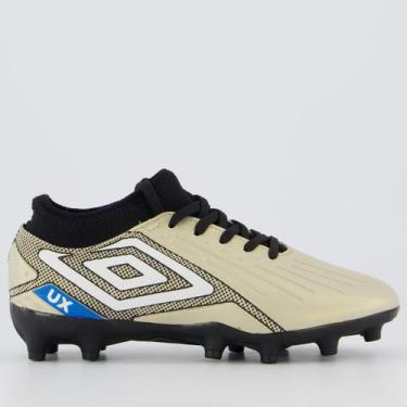 Imagem de Chuteira Umbro Ux Campo Juvenil Dourada e Preta, 35