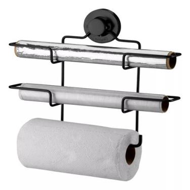 Imagem de Porta papel toalha alumínio PVC preto fosco Future fixação por Ventosa