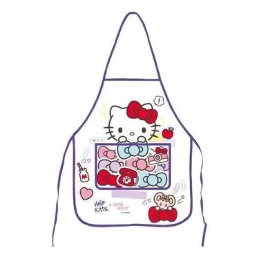 Imagem de Avental Escolar Com Bolso Hello Kitty 49,5x39,5cm - Léo e Léo, Branco