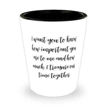 Imagem de Presentes legais para esposa, I want you to know how important you are to me and how much I treasure our, bright Valentine's Day Shot Glass From Wife