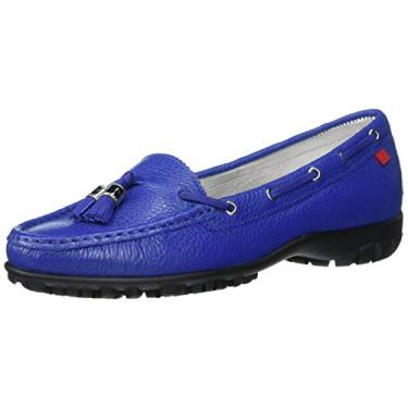 Imagem de MARC JOSEPH NEW YORK Sapato de golfe feminino Spring Street de couro feito no Brasil, Azul royal polido granulado, 5