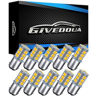 Imagem de GIVEDOUA BA15D Lâmpada LED RV 1004 1076 1130 1142 1176 Lâmpadas de LED de substituição para 12 V RV RV Carro Trailer Motorhome, Barco Traseiro, Super Brilhante 5050 18-SMD Branco Quente (10 peças)