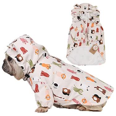 Imagem de Capa de chuva para cachorro com capuz Corgi Slicker Poncho Jaqueta à prova de chuva com furo para coleira Roupas à prova de vento para cães pequenos médios respiráveis, 1, M (costas: 35cm)