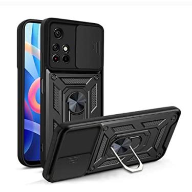 Imagem de Capa Case Capinha Anti Impacto ring 4 em 1+ 4 PelículaS De Vidro full glue 9d Xiaomi Poco M4 Pro 5g (PRETA)