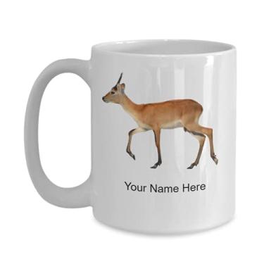 Imagem de Caneca vermelha personalizada com lechwe, copo de café vermelho-lechwe, ideia de presente vermelho-lechwe, copo de café personalizado vermelho lechwe, caneca vermelha personalizada - caneca de café de 445 ml