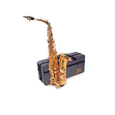 Imagem de Sax Alto Eb Laqueado Dominante Dourado c/ Case e Kit Limpeza