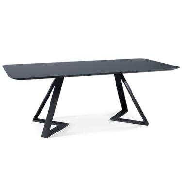 Imagem de Mesa Sala de Jantar 8 Lugares 250cm Tampo de Vidro Efron Preto G13 - Gran Belo