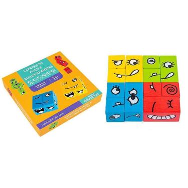Imagem de Funny Expression Puzzle Blocos de Construção Coloridos Brinquedos Educativos Montessori
