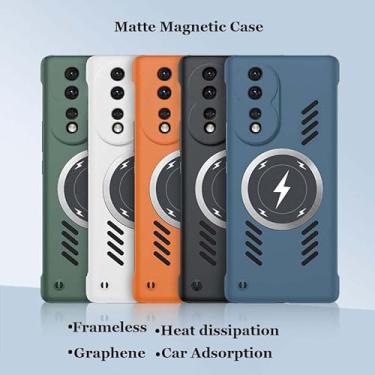 Imagem de Frameless Graphene Heat dissipation Car Magnetic Adsorption Case For Honor 80 70 60 50 30 30s SE GT Pro Plus Flat Lite Bumper Shell Cover (For Honor 60 SE,Blue)