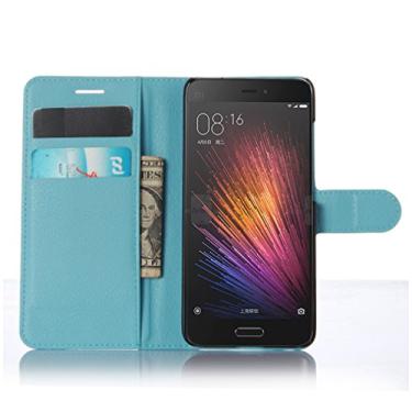 Imagem de Manyip Capa Xiaomi Mi 5, capa de telemóvel em couro, protetor de ecrã de Slim Case estilo carteira com ranhuras para cartões, suporte dobrável, fecho magnético