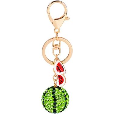 Imagem de Chaveiro feminino de liga de resina de abacaxi amarelo fashion para carro ou bolsa (melancia verde)