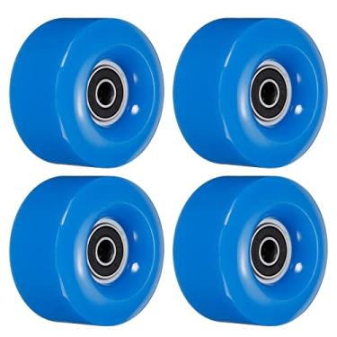 Imagem de PATIKIL Rodas de skate de 32 x 58 mm com rolamentos, pacote com 4 82A Quad Skate de substituição para skate de duas fileiras internas ou externas, azul