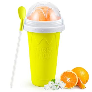 Imagem de RELPOM Copo Slushie Maker, TIK TOK Magic Copos de Smoothies Congelados Rápidos, Copo Refrigerante, Copos Slushy, Sorvete, Cool Stuff Things Gadgets Presentes Engraçados para Crianças (Amarelo)