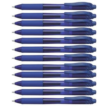Imagem de Pentel, Caneta de gel líquido retrátil EnerGel-X (1,0 mm) ponta de metal, tinta azul, caixa com 12