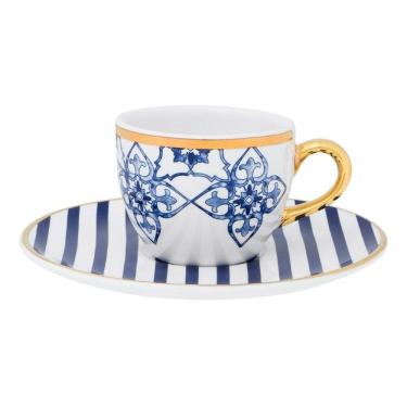 Imagem de Kit 2 Xícaras Com Pires Coup Lusitana Oxford® Porcelana 200 ML