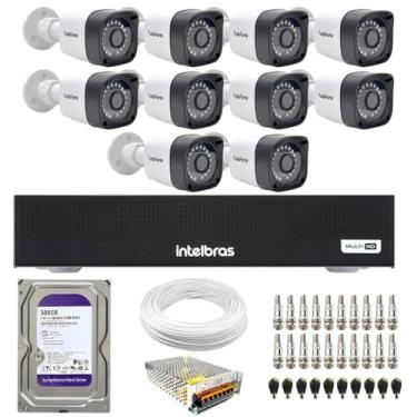 Imagem de Kit 10 Câmeras Segurança Full HD DVR Intelbras 16 Canais Com HD Completo