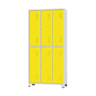 Imagem de Armário Roupeiro De Aço Para Vestiário 6 Portas Locker Amarelo com Chave