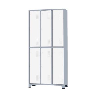 Imagem de Armário Roupeiro De Aço Para Vestiário 6 Portas Locker Branco com Chave