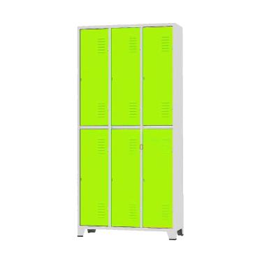 Imagem de Armário Roupeiro De Aço Para Vestiário 6 Portas Locker Verde com Chave