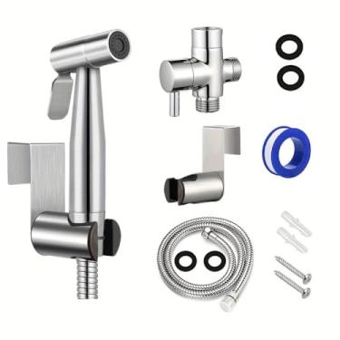 Imagem de Pulverizador de banheiro com kit de mangueira, acessório de spray ajustável para controle de pressão de água, bidê de fraldas de aço inoxidável, pulverizador de água de banheiro para lavagem de bebê, banho de animal de estimação, limpeza de banheiro