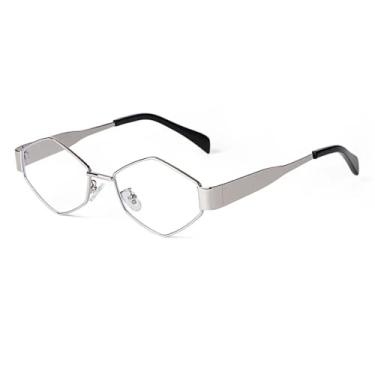 Imagem de VFDHN Metal punk quadrado óculos de sol masculino feminino retro polígono vapor punk óculos de sol, c7 anti luz azul, tamanho único