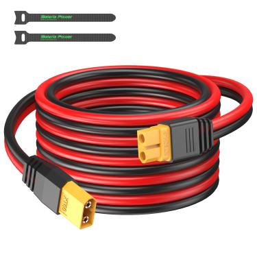 Imagem de Bateria Power Cabo de extensão XT60, adaptador de conector fêmea para macho XT60, fio de extensão XT60 solar 12AWG para painel solar RV para estação de energia portátil, gerador solar, bateria RC