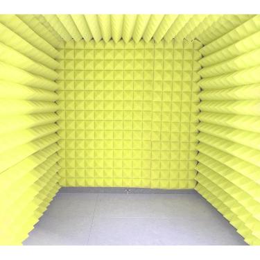 Imagem de Cabine vocal portátil para gravação, painéis de espuma acústica, painéis de parede à prova de som, tratamento de painel de absorção de som, para estúdio de home office, amarelo